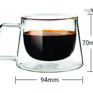 kích cỡ cốc thủy tinh 2 lớp đựng cà phê